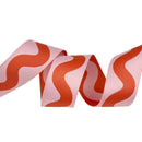 Tula Pink, Renaissance Ribbon, 1 1/2" (38mm) Wide, Big Squiggle, Coralline