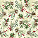 White Owl Fabrics, Merry & Bright, Holiday Wishes, Cream