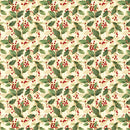 White Owl Fabrics, Merry & Bright, Holly & Berries, Cream
