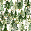 White Owl Fabrics, Snowy Greetings, Trees, White