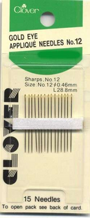 Gold Eye Between / Quilting Needles Size 12 15ct